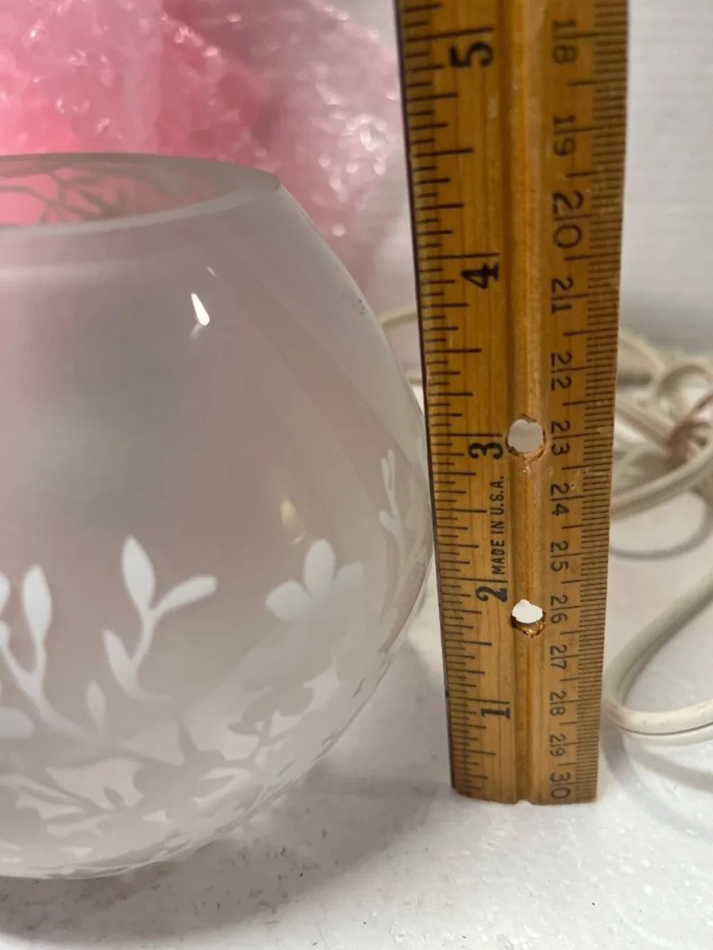 Frosted Glass Floral Pattern Electric Lamp 4.5 Inch